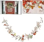 STOBAZA 70 inch Artificial Maple Leaf Wreath - Extra Long Fall Garland for Front Door, Outdoor Thanksgiving Decor - Weather Resistant Autumn Hanging Vine (Orange)