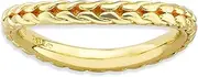 [Stackable Expressions] 2.25mm 925 Sterling Silver Patterned Stackable Polished Gold Plated Wave Ring Size 6-Stackable-Ring for Women