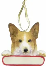 E&S Pets Welsh Corgi Dog Santa's Pal Christmas Ornament