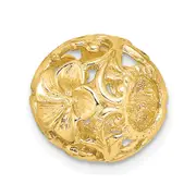 14k Yellow Gold 3-D Cut-out Flower Barrel Slide Charm