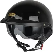 Vintage Open Face Motorcycle Helmet ECE Approved for Men and Women 3/4 Motorcycle Half Helmet with Visor Lightweight Breathable Electric Half Helmet