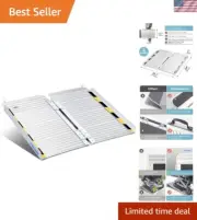Lightweight 2 Feet Aluminum Threshold Ramp for Wheelchairs, Scooters & Pets