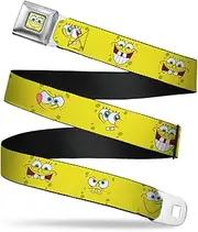 [Buckle-Down] Seatbelt Belt - SpongeBob Expressions Yellow - 1.0" Wide - 20-36 Inches in Length