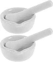 ULTECHNOVO 2 Set Porcelain Mortars and Pestle, Small Crusher for Grinding Spice Garlic for Seasoning