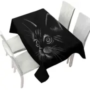 White Portrait Cat Kitten Drawing Tablecloth