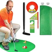Novelty Place Toilet Time Golf Game Set - Practice Mini Golf in Any Restroom/Bathroom - Father's Day, White Elephant, Christmas, Valentines Funny Gag Gifts