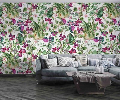 3D Watercolor Banana Palm Leaf Self-adhesive Removable Wallpaper Murals Wall 883