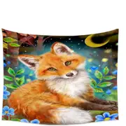 Wild Animal Art Paintings Fox in the Forest Tapestry