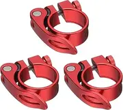 uxcell 3pcs Bike Seat Post Clamp 31.8mm Bicycle Clamp Aluminum Alloy Bike Quick Release Seat Post Collar for Diameter 27.2 to 28.6mm Bicycle Mountain Bike Road Bike Seat Post Tube, Red