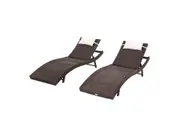 Pola Outdoor PE Wicker Twin Pack Sunbeds-Brown
