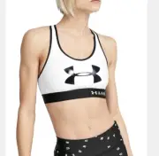 Under Armour Womens White Mid Support Keyhole Crossback Sports Bra Small New