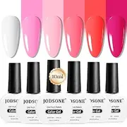 JODSONE 10ml 6 Colors Red Rose Pink Gel Nail Polish Set All Seasons Soak off U V Lamp Gel Manicure Set for Nail Art Fast Drying & Long Lasting Valentine's Day Gifts To Her