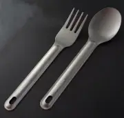 EDC Pure Titanium Fork +Spoon Portable Utensils Camping Kitchen Tableware Tool