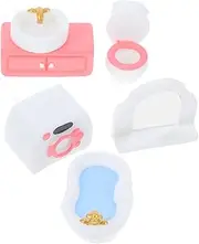 Realistic Miniature Bathroom Furniture Set 6pc for Dollhouse DIY Decor Elements Micro Landscape Decorations Kit