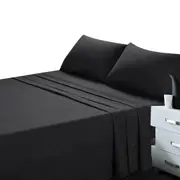Soft Bed Sheet and Pillowcase Set Ultra High GSM - Black