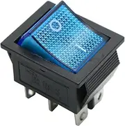XNWKF Latching Rocker Switch Power Switch I/O 4 Pins with Light 16A 250VAC 20A 125VAC KCD4 DPST Red Yellow Green Blue Black Boat(Blue)