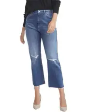 WITCHERY Gorgeous Blue Denim Bootleg Rip Detail Jeans Denim Pants Size 6 RRP$130