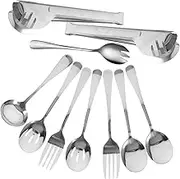BUGUUYO Stainless Steel Serving Spoon Set 8-Piece Utensil Serveware Set for Entertaining Fork Spoon Knife Kit Western Restaurant Tableware