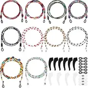 [Boao] 10 Pieces Eyeglass Chains Elegant Eyewear Retainer Beaded Eyeglass Strap Holder with Anti-Skid Ear Hooks and Silicone Eyeglasses Retainers (Classic Style), Multicolor