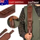 TOURBON Hunting Gun Sling Rifle Ammo Holster Finger Rest Strap Padded PU Leather