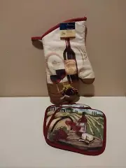 Home Collection Oven Mitt And Potholders Wine Theme See Description Brand New