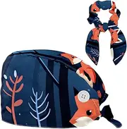 [YTYVAGT] Scrub Caps Women,Scrub Hats Suitable for Women,Foxes Trees and Leaves