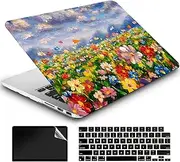 AMCJJ Compatible with MacBook Pro 13 Inch Case 2022 2021 2020 Release M2 A2338 M1/A2289/A2251 with Touch Bar & Touch ID, Plastic Hard Shell Case + Keyboard Cover + Screen Protector - Flowers
