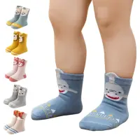 在飛比找momo購物網優惠-【JoyNa】童襪嬰兒襪子寶寶防滑襪 秋冬鬆口立體動物造型短