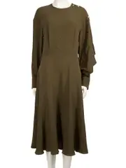 Khaki Cut Out Sleeve Midi Dress