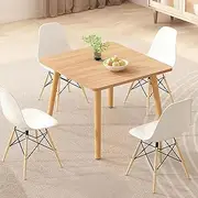 Dining Table, Wood, Dormitory Study, Dining Room, Bedroom, Garden, Office Tea Table A175 (C Wood, 60X60X73CM)