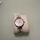 Anne Klein Women's Genuine Diamond Dial Bangle Watch White Rose/Gold
