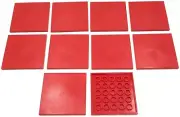 Lego New 10 Red Tiles 6 x 6 Flat Smooth Pieces Parts