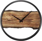 NexTime Wall Clock – Ø 45cm-Wood and Alu-Brown-'Forest Large', Multi-Coloured