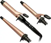 [REMINGTON] 3 in 1 Multistyler Curl and Wave, CI97MS3AU, Curling Iron With 3 Interchangeable Ceramic Barrels, Variable Heat Up to 220°C, Ionic Technology For Smooth and Shiny Hair - Rose Gold