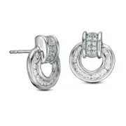 0.5 CT. T.W. Diamond Doorknocker Stud Earrings in 14K White Gold