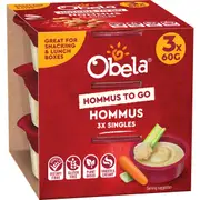 Obela Smooth Classic Hommus To Go Singles 60g x 3 pack