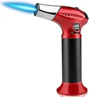 Butane Torch, Kitchen Torch Lighter, Cooking Refillable Torch with Adjustable Flame and Safety Lock for Desserts, BBQ, Kitchen (Butane Gas Not Included) (red)