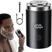 Electric Razor for Men,Portable Rechargeable Travel Shaver - Digital Display Precision Trimmer, Waterproof Grooming Tool for Husband Father Boyfriend