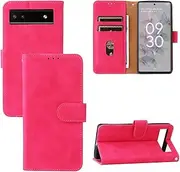 Compatible with Google Pixel 6a 5G Flip Wallet Cover,Compatible with Google Pixel 6a 5G Kickstand Magnetic Closure Pink