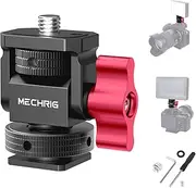 Mechrig Mini Camera Monitor Mount with Cold Shoe, Aluminum Cold Shoe Mount Adapter with 1/4″ Screw for Monitor LED Light Mic Cage, Field Monitor Mount 360° Swivel & 180° Tilt Damping (With Knob 63142)