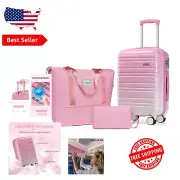 Peach Sparkling 3-Piece Luggage Set: 20-Inch Carry-On with DuFFel & Toiletry Bag