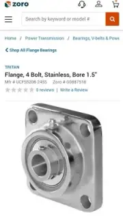 Tritan BearingFlange, 4 Bolt, Stainless, Bore 1.5" (107)