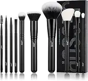 Jessup Makeup Brush Set 10pcs Black Make up Brushes Set Professional with Natural Synthetic Hair for Foundation Blending Blush Concealer Eyeshadow Eyebrow Eyeliner, T323