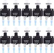 Swpeet 30Pcs 5 Sizes Thermal Circuit Breaker with Quick Connect Terminals and Waterproof Button Caps Assortment Kit, 5Amp 10Amp 15Amp 20Amp 30Amp with Waterproof Push Button for Switch Operation