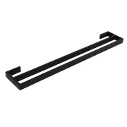 Montangna Stainless Steel Double Towel Rail - Matte Black - 750mm/900mm