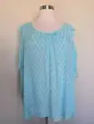 Catherines Plus Size 4X 30/32 Short Sleeve Cold Shoulder Blouse Shirt Top NWT