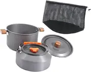 koolsoo Camping Cookware,Outdoor Cooking Gear,Portable with Storage Pouch,Tableware,Stockpot,Coffee Pot for Outdoor Activities,Travel, with 1.6L Coffee Pot