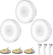 Electight Motion Sensor Light Indoor [Newest 14 LEDs], 3 Pack Rechargeable Night Light, Wide Detection Range, 3 Light Modes, Bedroom Closet Lights, Anywhere Stair Light, Hallway Light (Cold White)