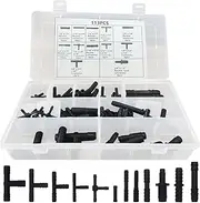 Vacuum Connector Assortment Kit, Soft Car Vacuum Hose Connector | 113 Pieces Vacuum T Connectors, Straight Reducers, 12 Sizes - T Plug, Straight Reducer Plug,