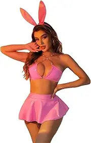 [JELEUON] Women Shiny Rave Festival Outfit Teddy Holographic Crop Top Mini Skirt Fairy Wing Dress Up Music Nightclub Costume